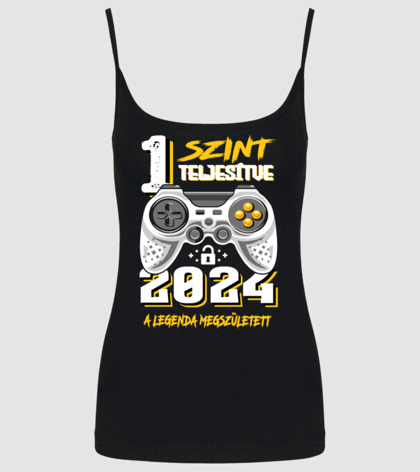 GAMER szint teljesítve 1. 2024 minta fekete pólón