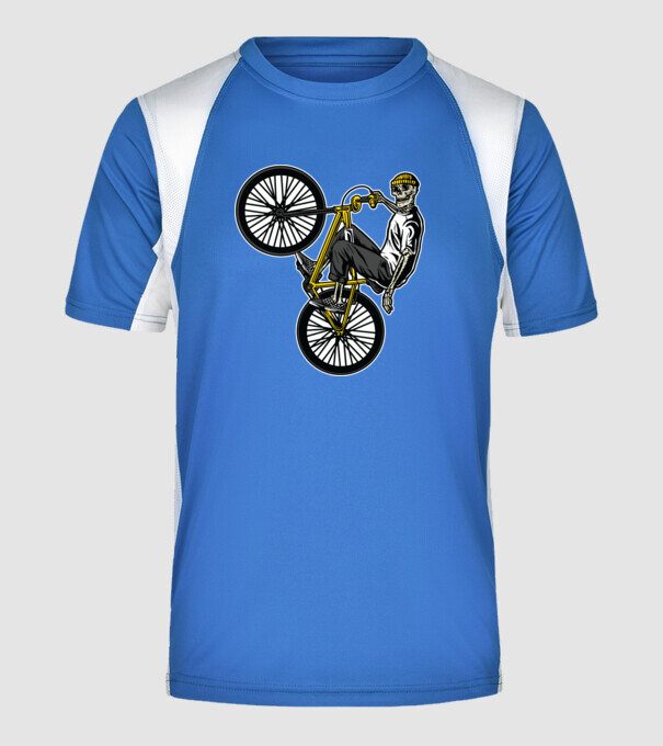 Csontváz BMX minta királykék pólón