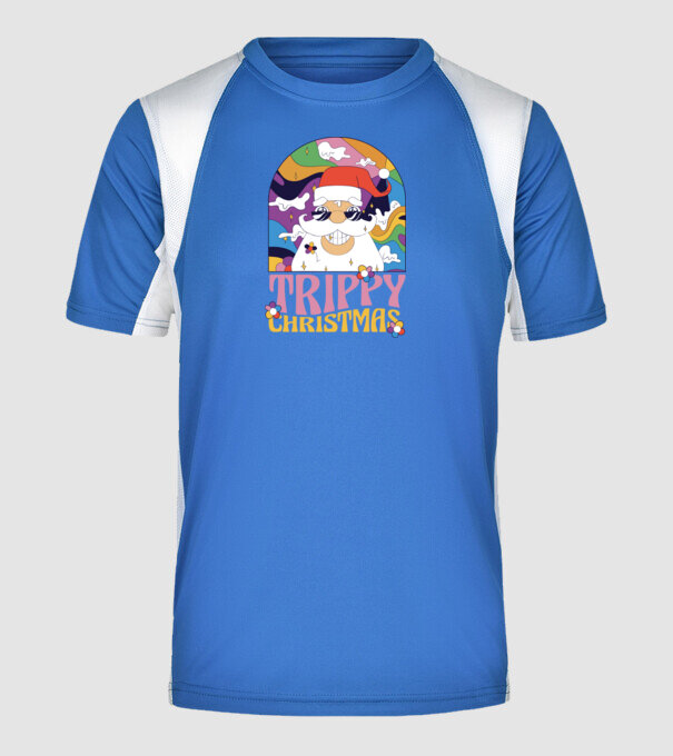 Trippy Mikulás minta királykék pólón