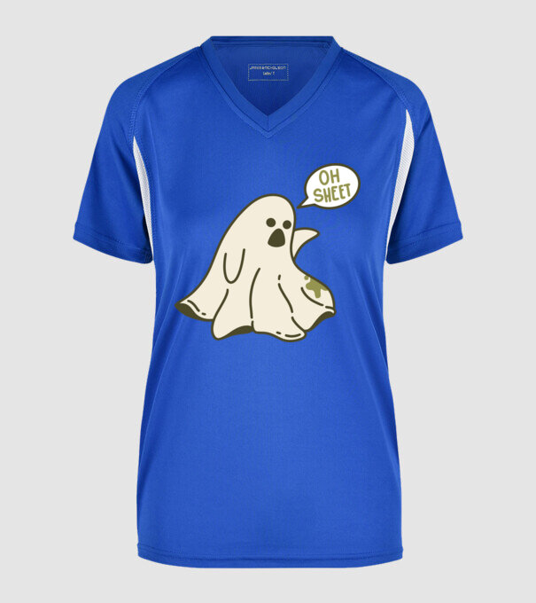 Sheet Ghost minta királykék pólón
