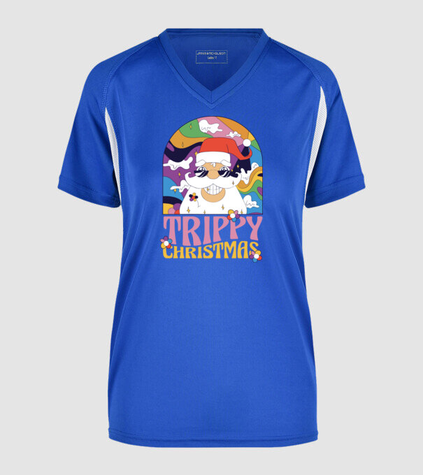 Trippy Mikulás minta királykék pólón