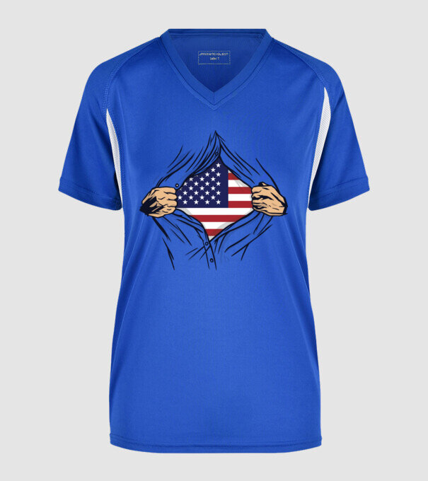 USA minta királykék pólón