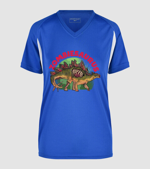 Zombiesaurus minta királykék pólón