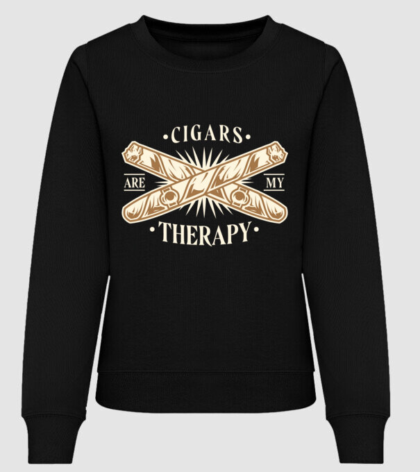 Cigars Are My Therapy minta fekete pólón