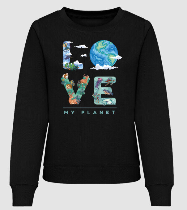 Love my Planet - Szeresd a Földet minta fekete pólón