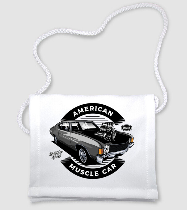 american muscle car minta fehér pólón