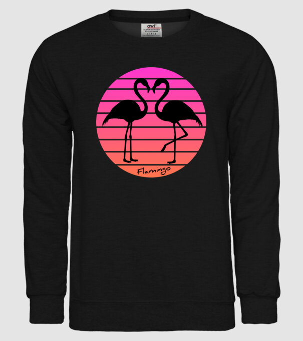 Flamingo minta fekete pólón