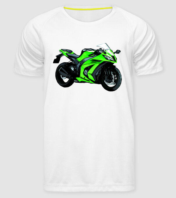 Kawasaki ninja sport motor minta fehér pólón