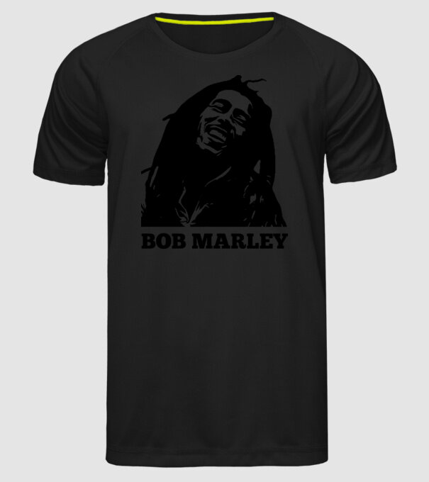 bitkép-bob marley minta fekete pólón