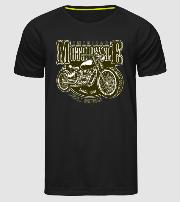Motorcycle minta fekete pólón