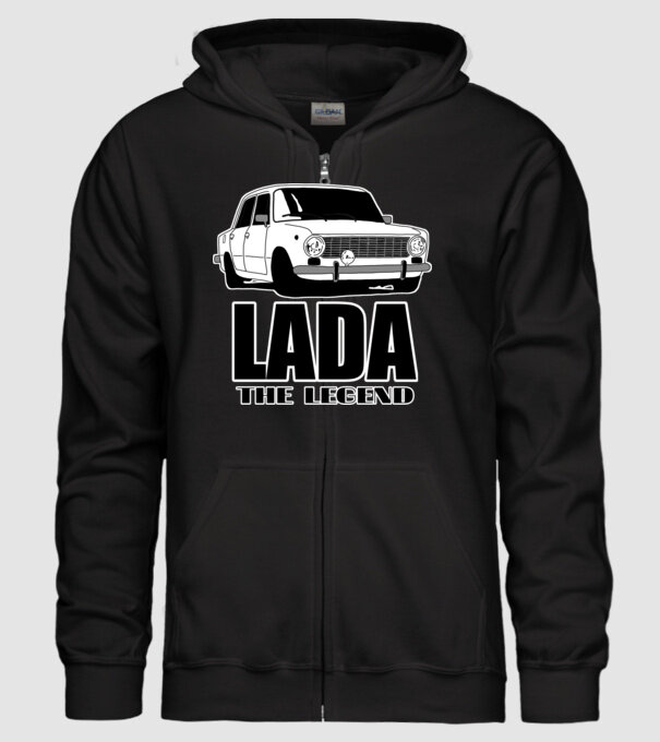 Lada minta fekete pólón