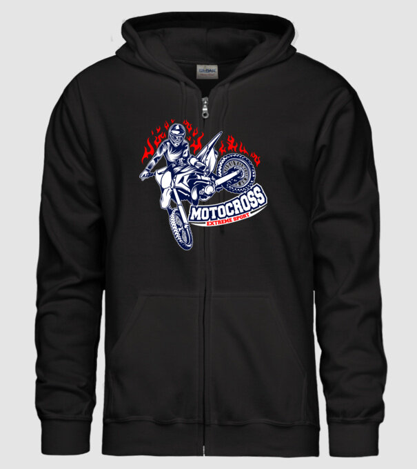 Motocross minta fekete pólón