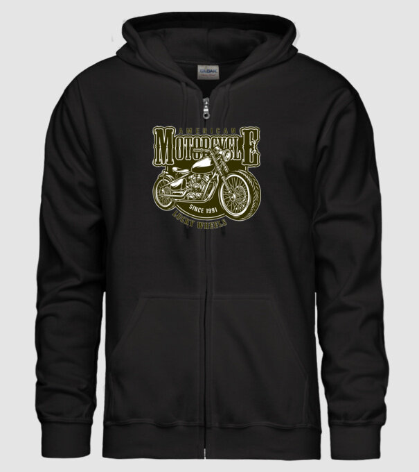 Motorcycle minta fekete pólón