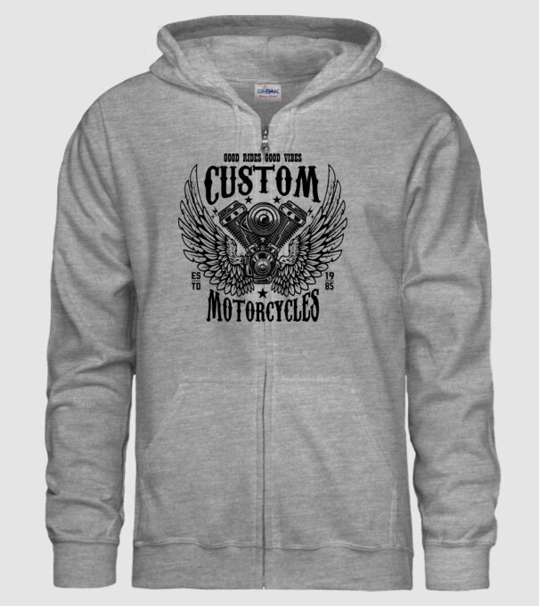 Custom motorcycles minta szürke pólón