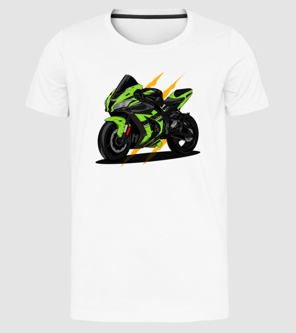 Sport motor minta fehér pólón