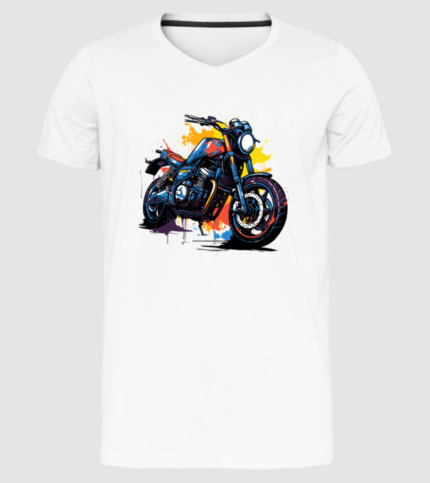 Motor minta fehér pólón