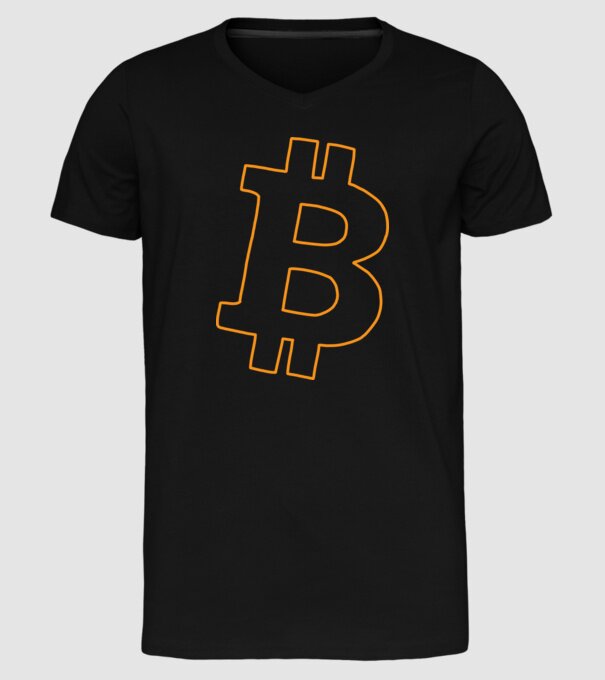 Bitcoin minta fekete pólón
