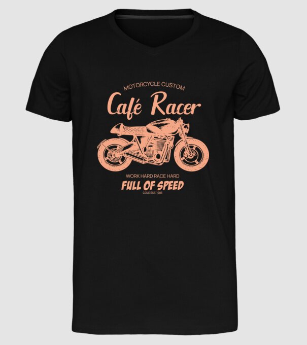 café racer minta fekete pólón