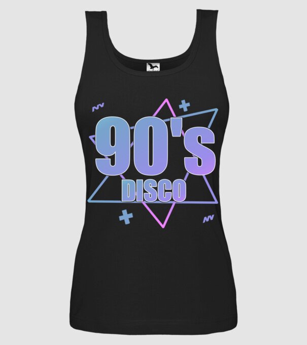 90s disco minta fekete pólón
