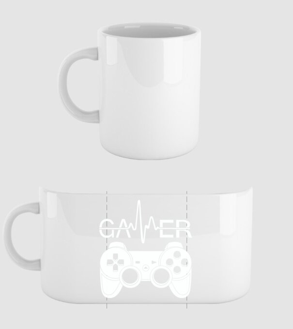 gamer minta fehér pólón