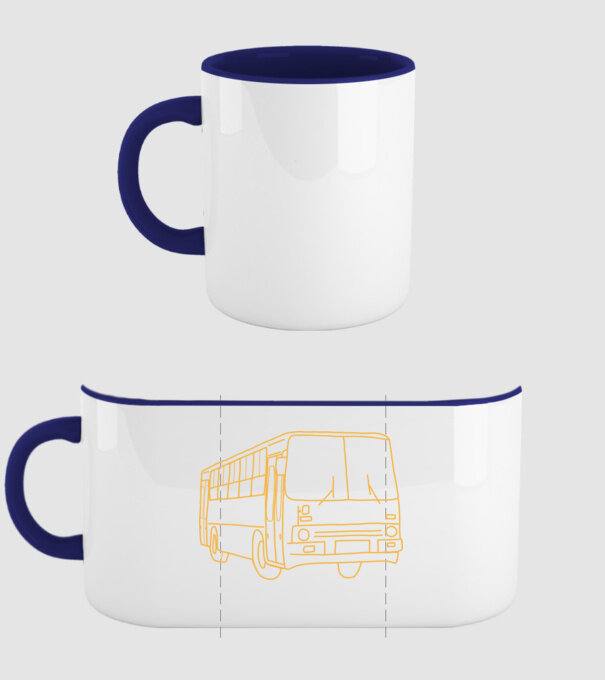 Ikarus busz minta sötétkék pólón