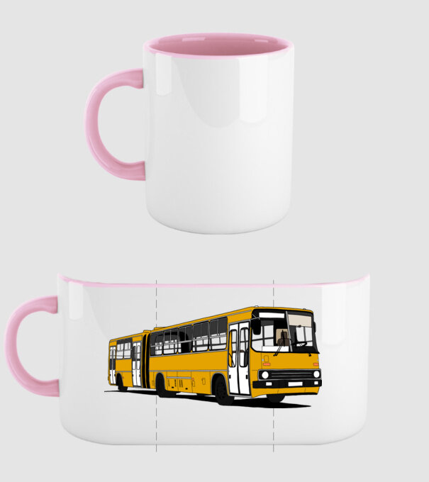 Busz minta világos rózsaszín pólón