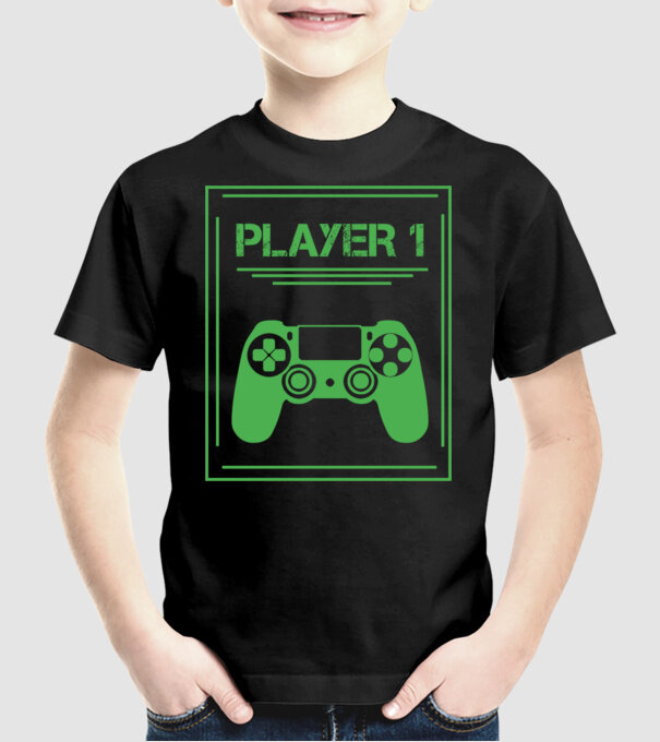 PLAYER 1 minta fekete pólón