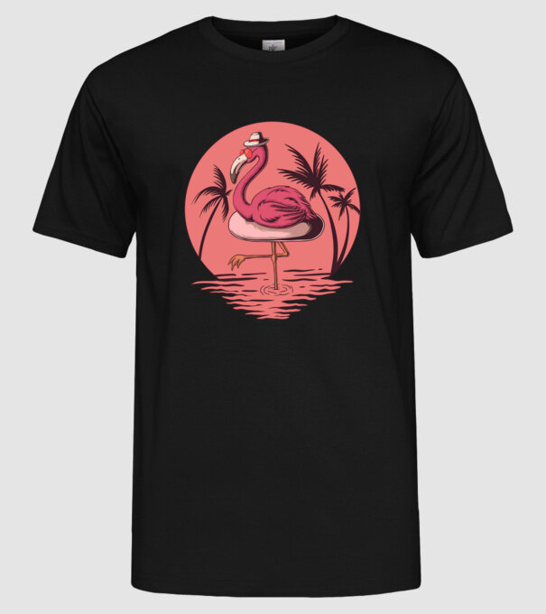 flamingo summer minta fekete pólón