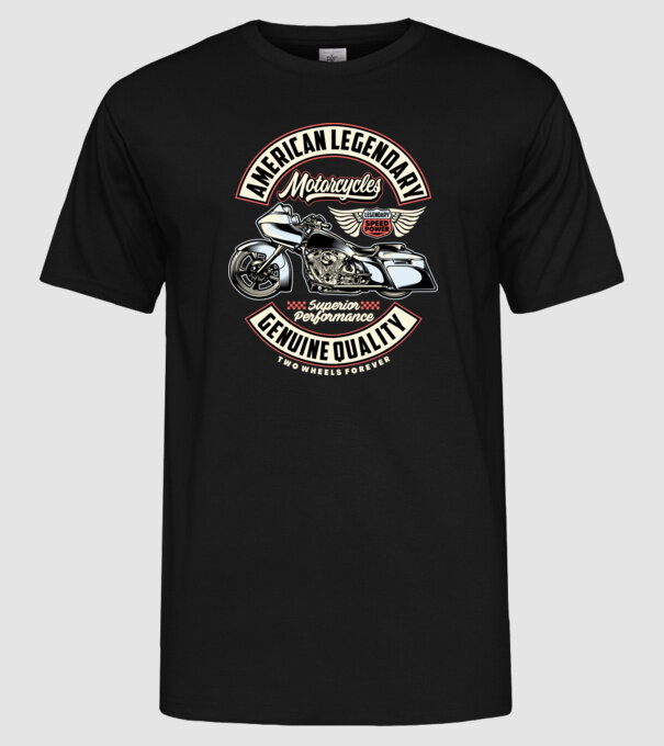 Motorcycle minta fekete pólón
