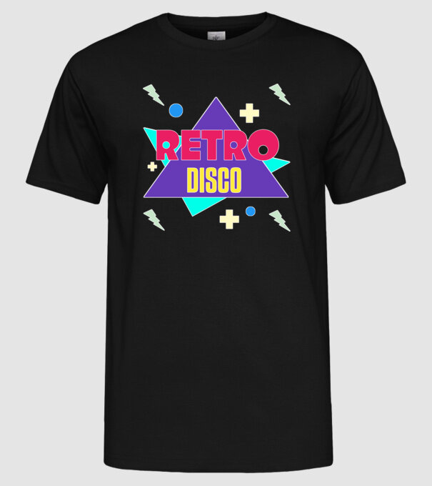 retro disco minta fekete pólón