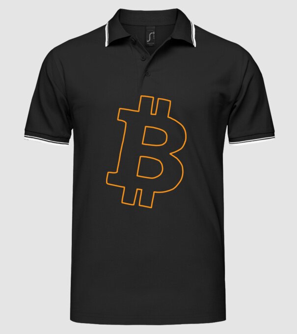 Bitcoin minta fekete pólón