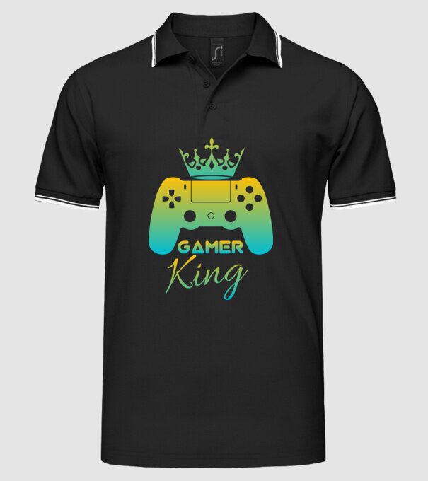 Gamer king minta fekete pólón