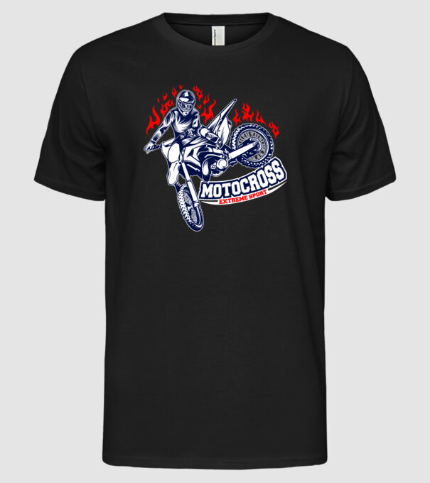 Motocross minta fekete pólón
