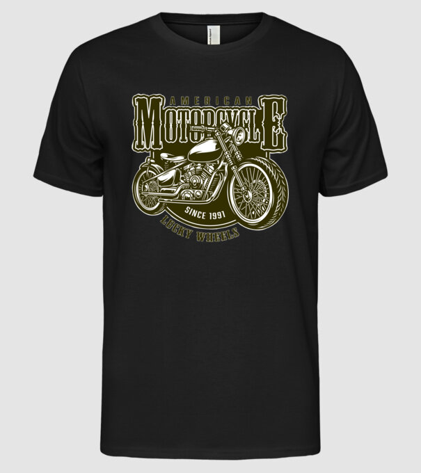 Motorcycle minta fekete pólón
