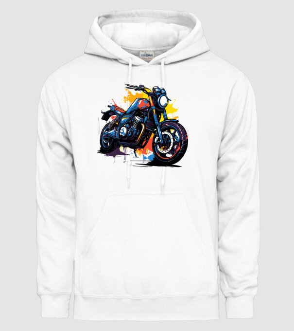 Motor minta fehér pólón