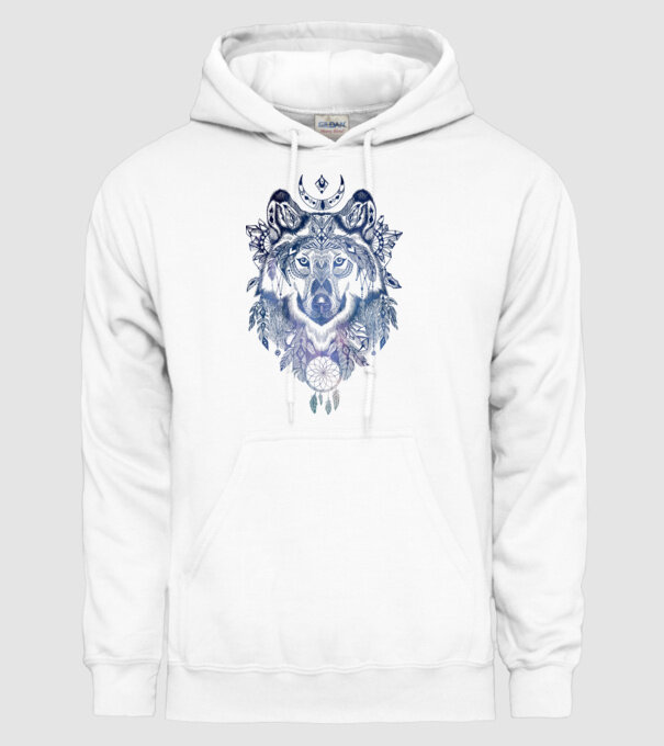 Wolf minta fehér pólón