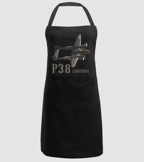 P38 LIGHTNING minta fekete pólón