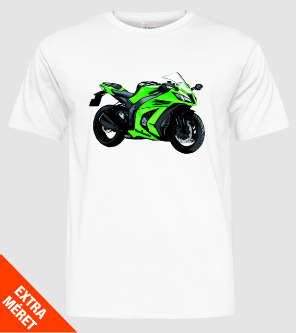 Kawasaki ninja sport motor minta fehér pólón