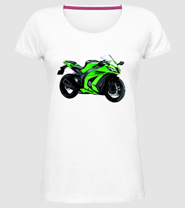 Kawasaki ninja sport motor minta fehér pólón