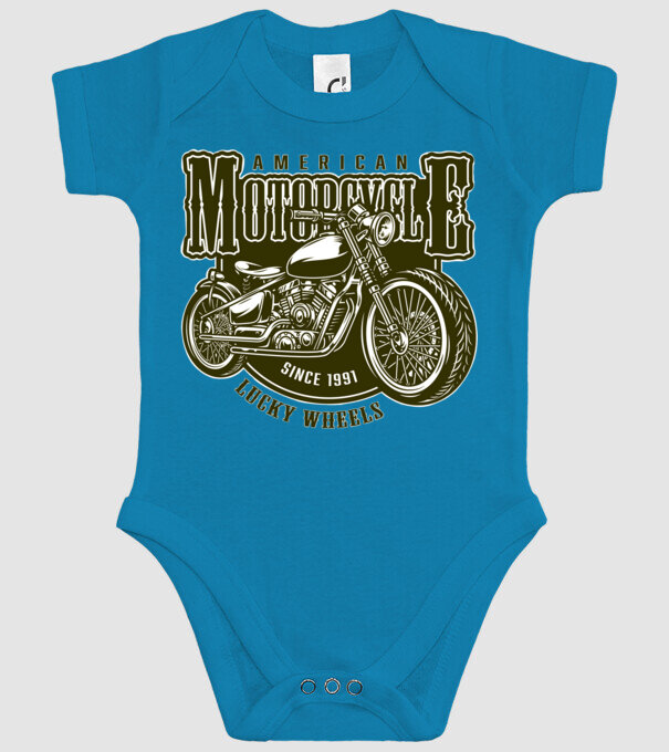 Motorcycle minta türkiz pólón