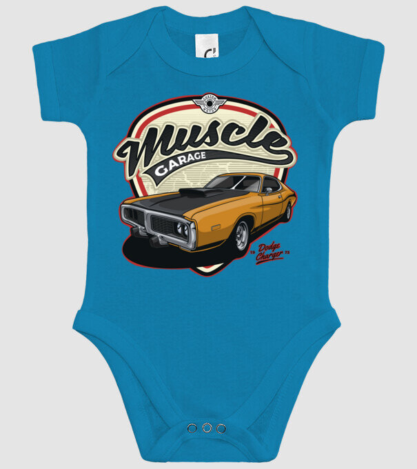 muscle car minta türkiz pólón