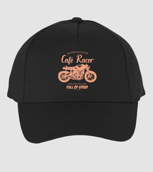 café racer minta fekete pólón