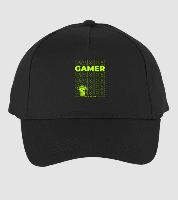 gamer minta fekete pólón