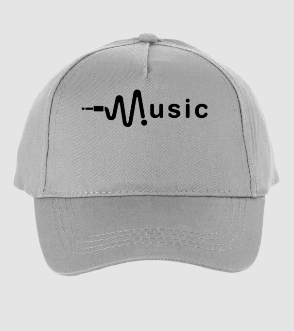 music minta szürke pólón