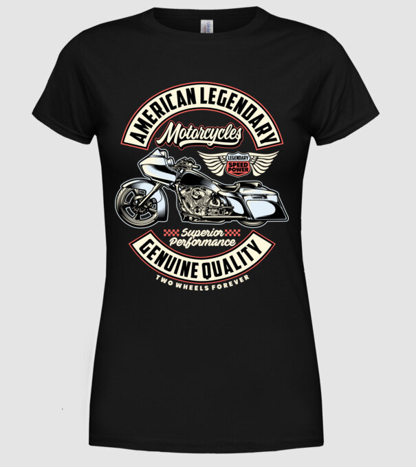 Motorcycle minta fekete pólón