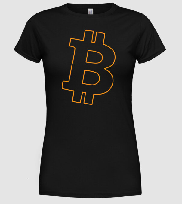 Bitcoin minta fekete pólón
