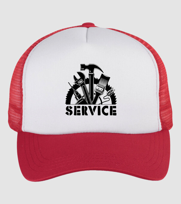 Service minta fehér/piros pólón