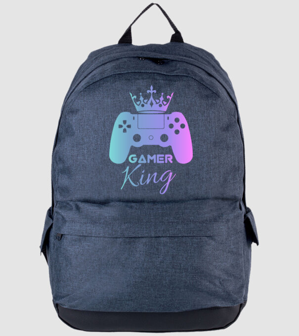 Gamer king minta farmerkék pólón