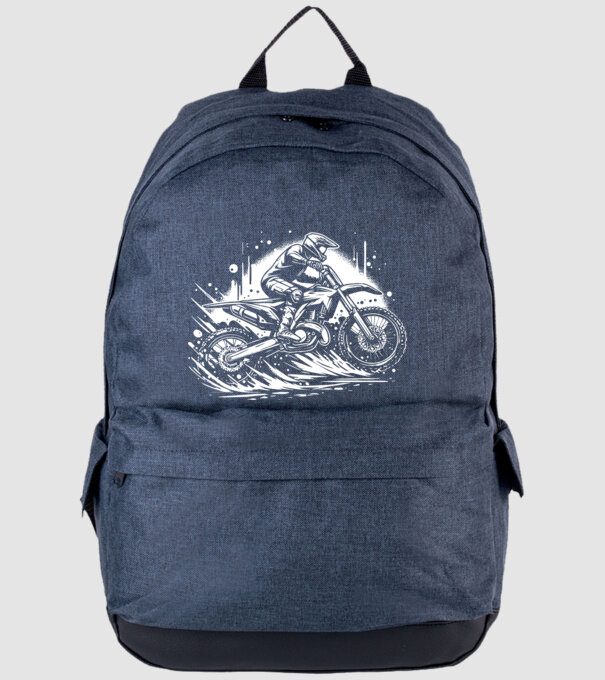 motocross minta farmerkék pólón
