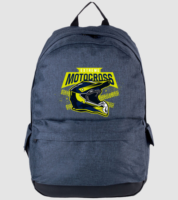 motocross minta farmerkék pólón